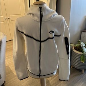 Nike Tech White and Black Full-Zip Hoodie